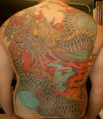 Chinese Dragon Full Back Tattoo